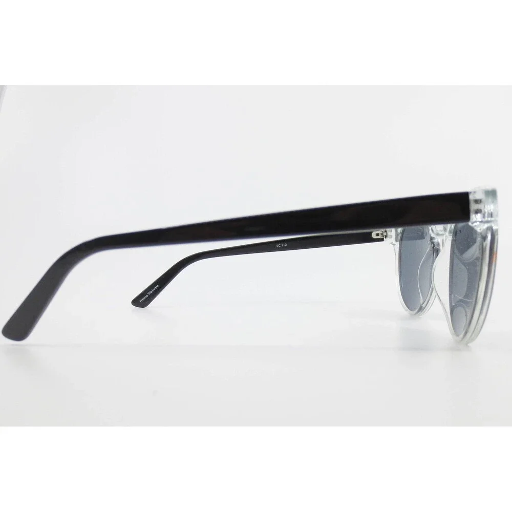 SC 112 Clear Round Sunglasses Black Temples 51-21-140 Two Tone Frames